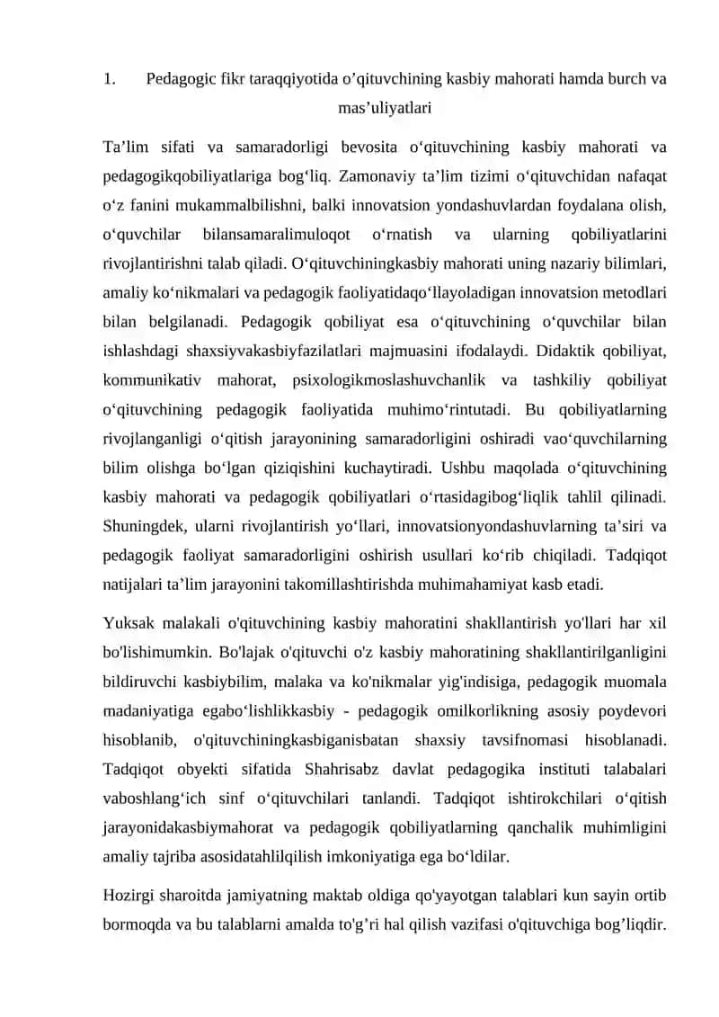 Pedagogik mahorat fani 2
