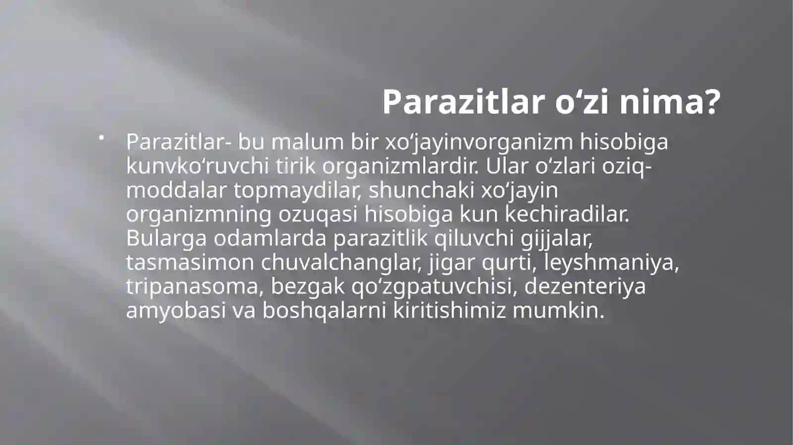 Parazitarinfeksiyalar(malYARIYA, LEYSHMANIOZ, AMEBIAZ) 2