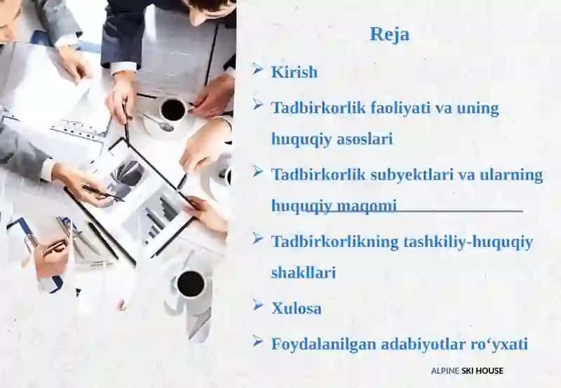 Tadbirkorlikning tashkiliy-huquqiy asoslari 2