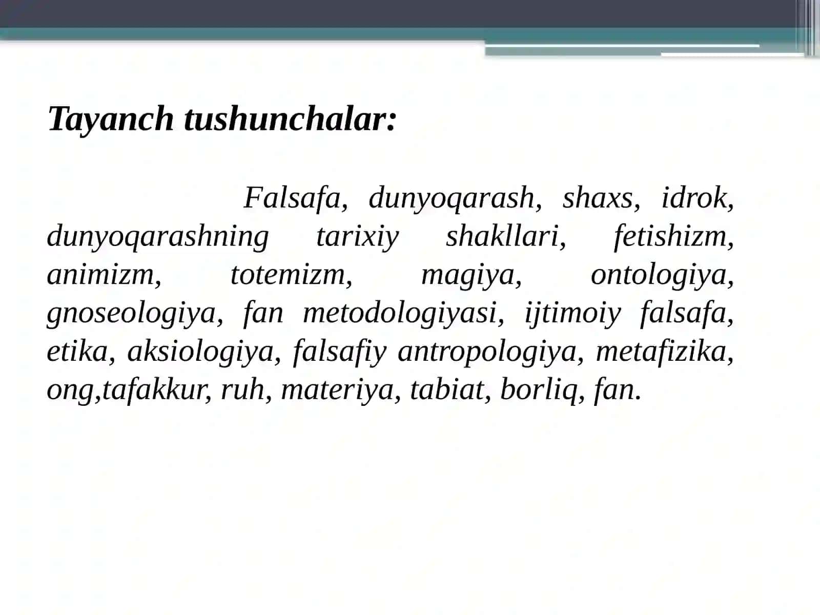 Falsafaning predmeti va asosiy mazmuni 2