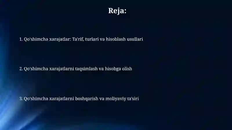 Qo'shimchaharajatlarnihisobgaolish 2