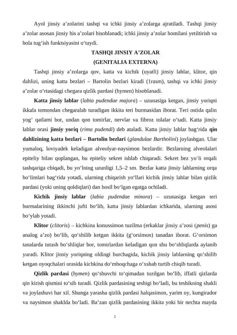 Ayol Jinsiy A’zolari 2