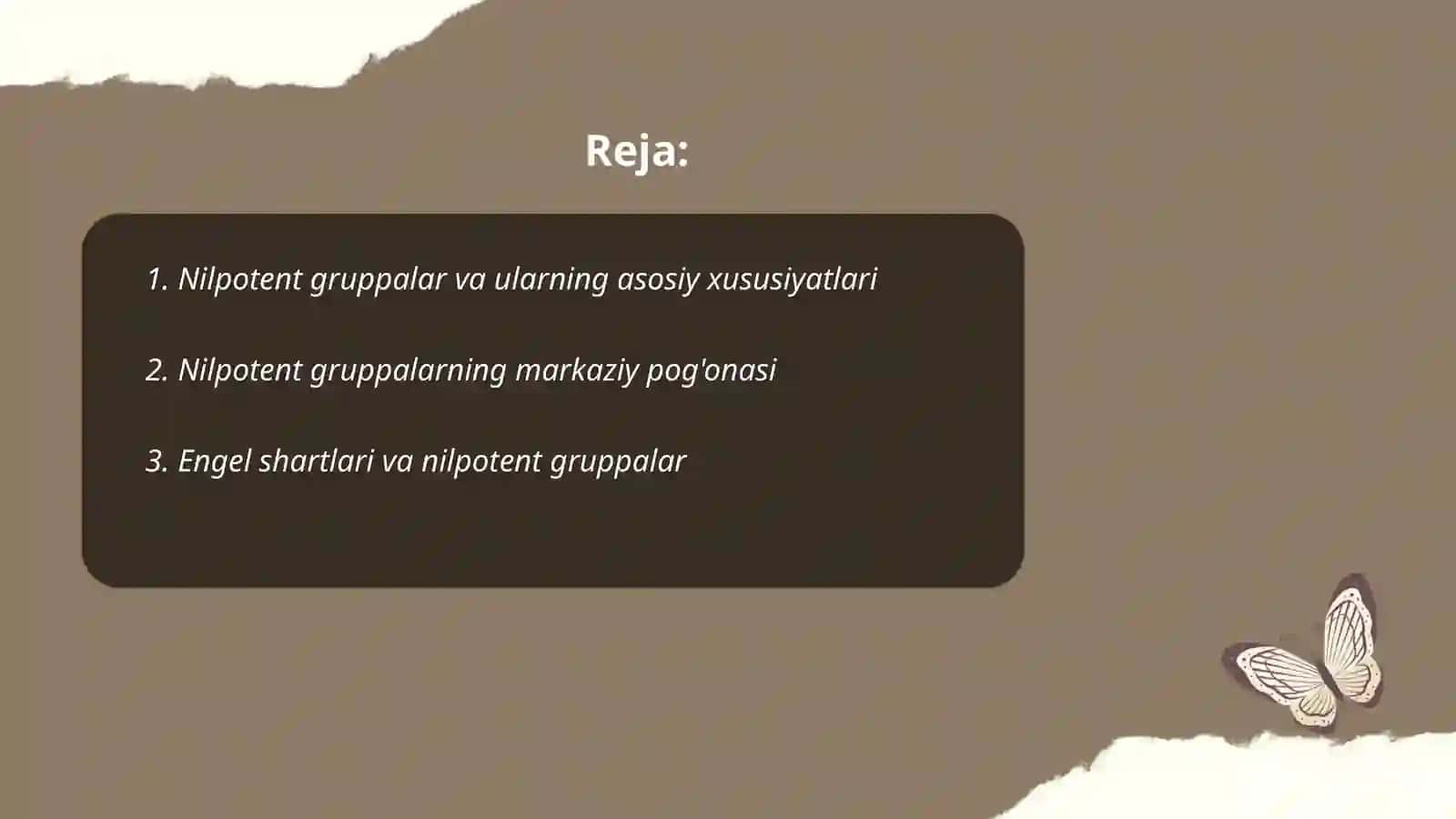 Nilpotent gruppalar 2