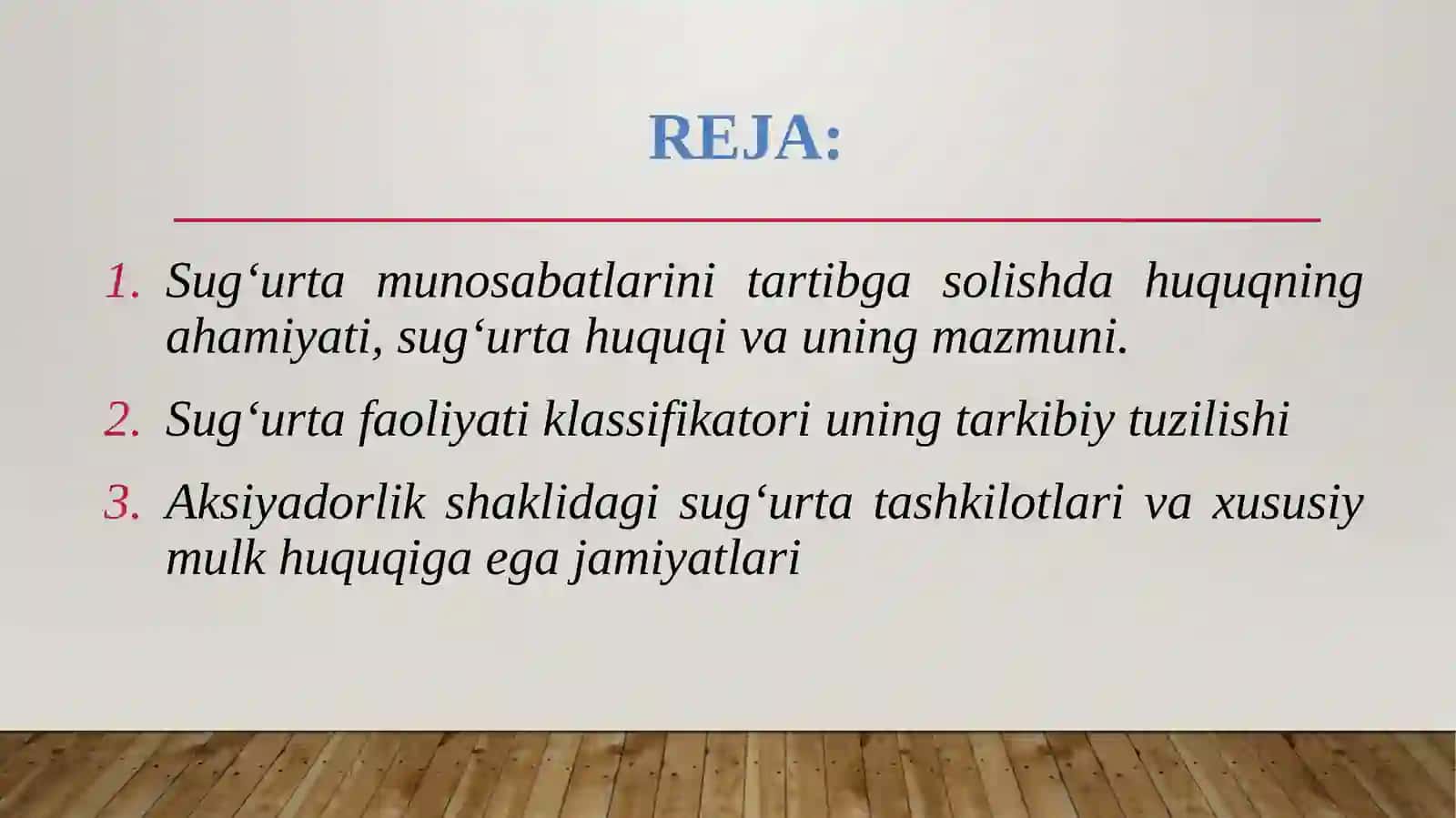 Sug‘urta faoliyatini amalga oshirishning huquqiy asoslari va sug‘urta kompaniyalarining tashkiliy-huquqiy shakllari 2