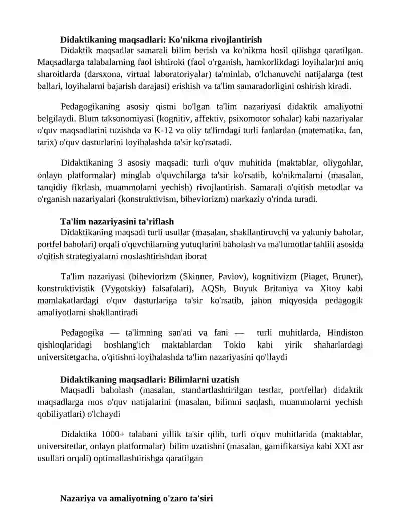 Ta’lim nazariyasi pedagogikasi 2