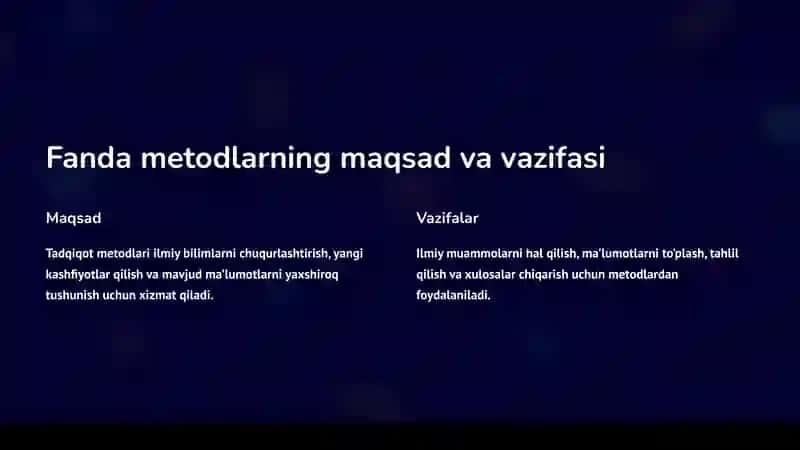 Fanda metod masalalari va metodologiya 2