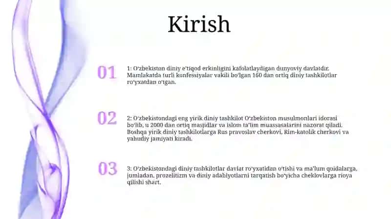 O'Zbekistonda Faoliyat Ko'Rsatayotgan Diniy Tashkilotlar 2