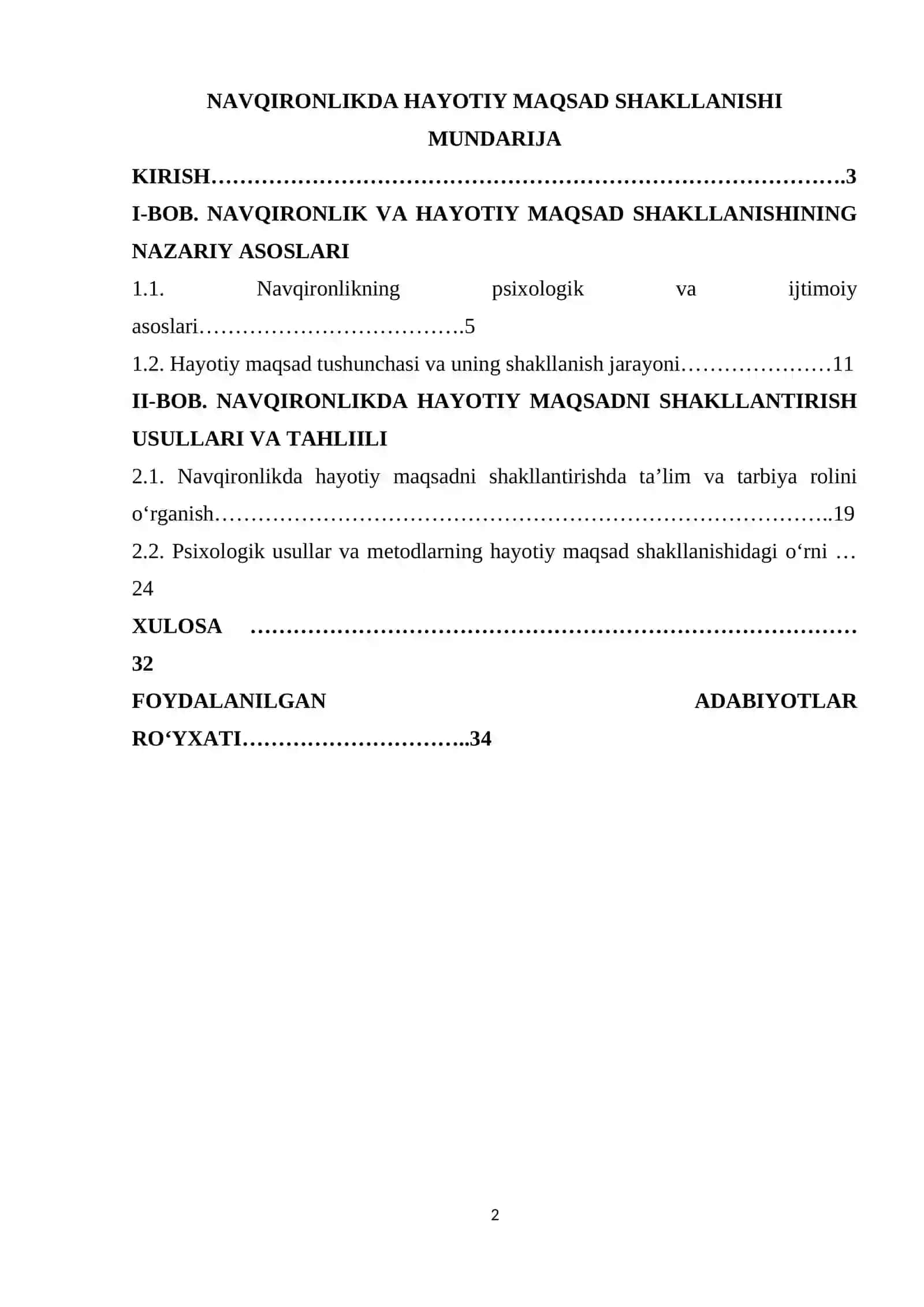 NAVQIRONLIKDA HAYOTIY MAQSAD SHAKLLANISHI 2