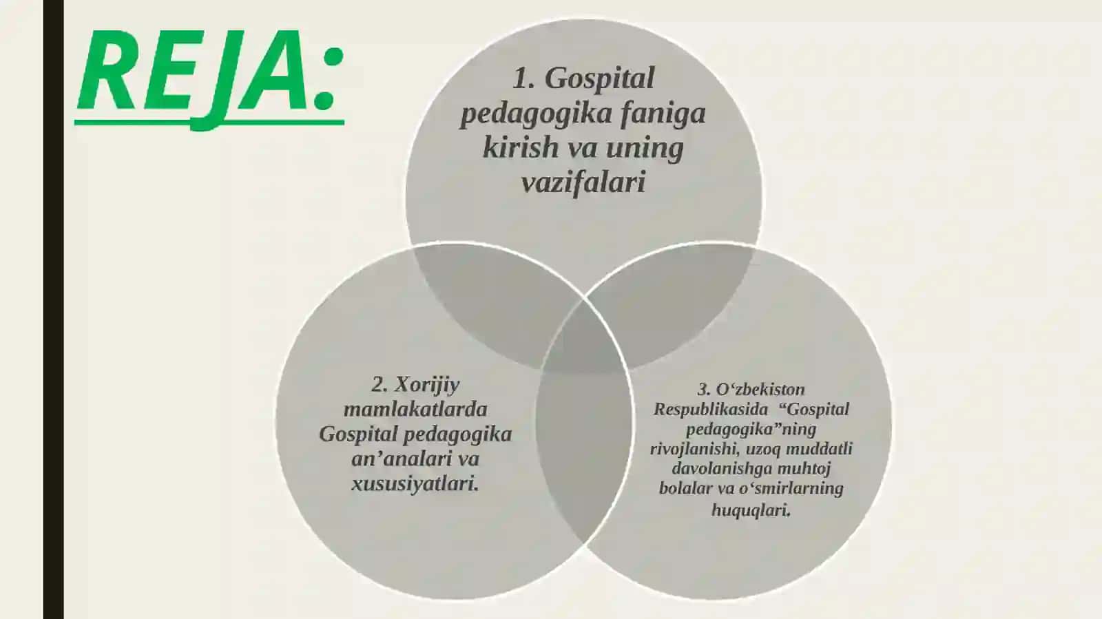 "GOSPITAL PEDAGOGIKA"
FANINING TARIXI, MAZMUNI
VA MOHIYATI 2