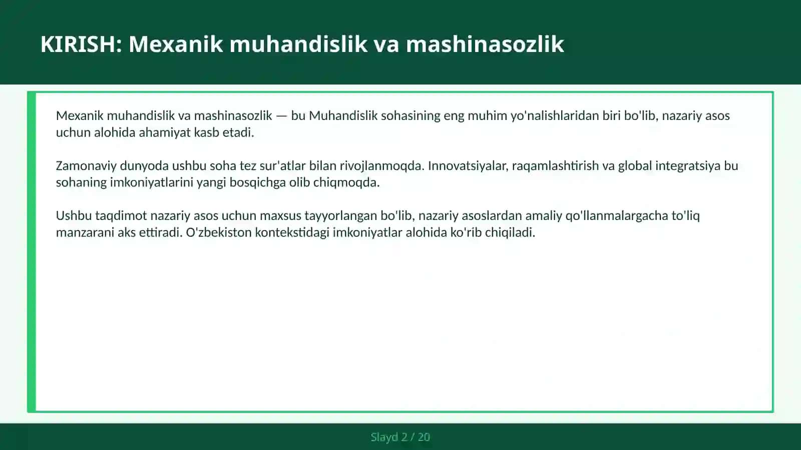 Mexanik muhandislik va mashinasozlik 2