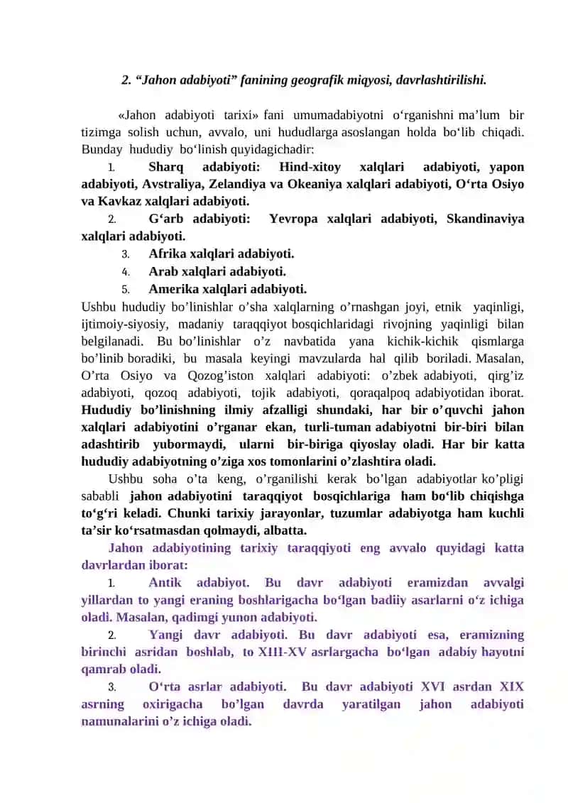 I-MODUL. JAHON ADABIYOTINING QADIMGI DAVRI 2