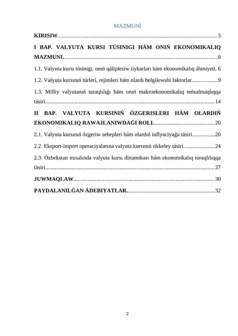 Valyuta kursınıń ózgeriwleri hám olardıń ekonomikalıq rawajlanıwǵa tásiri 2