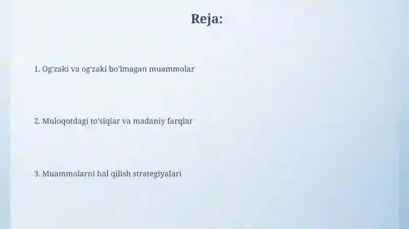 Og'zaki va Og'zaki Bo'lmagan Muammolar 2