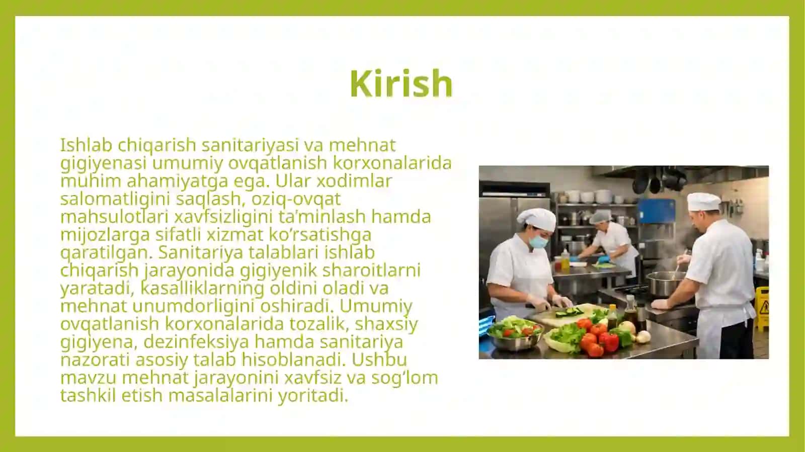 Ishlab chiqarish sanitariyasi va mehnat gigiyenasi (Umumiy ovqatlanish korxonalarida) 2