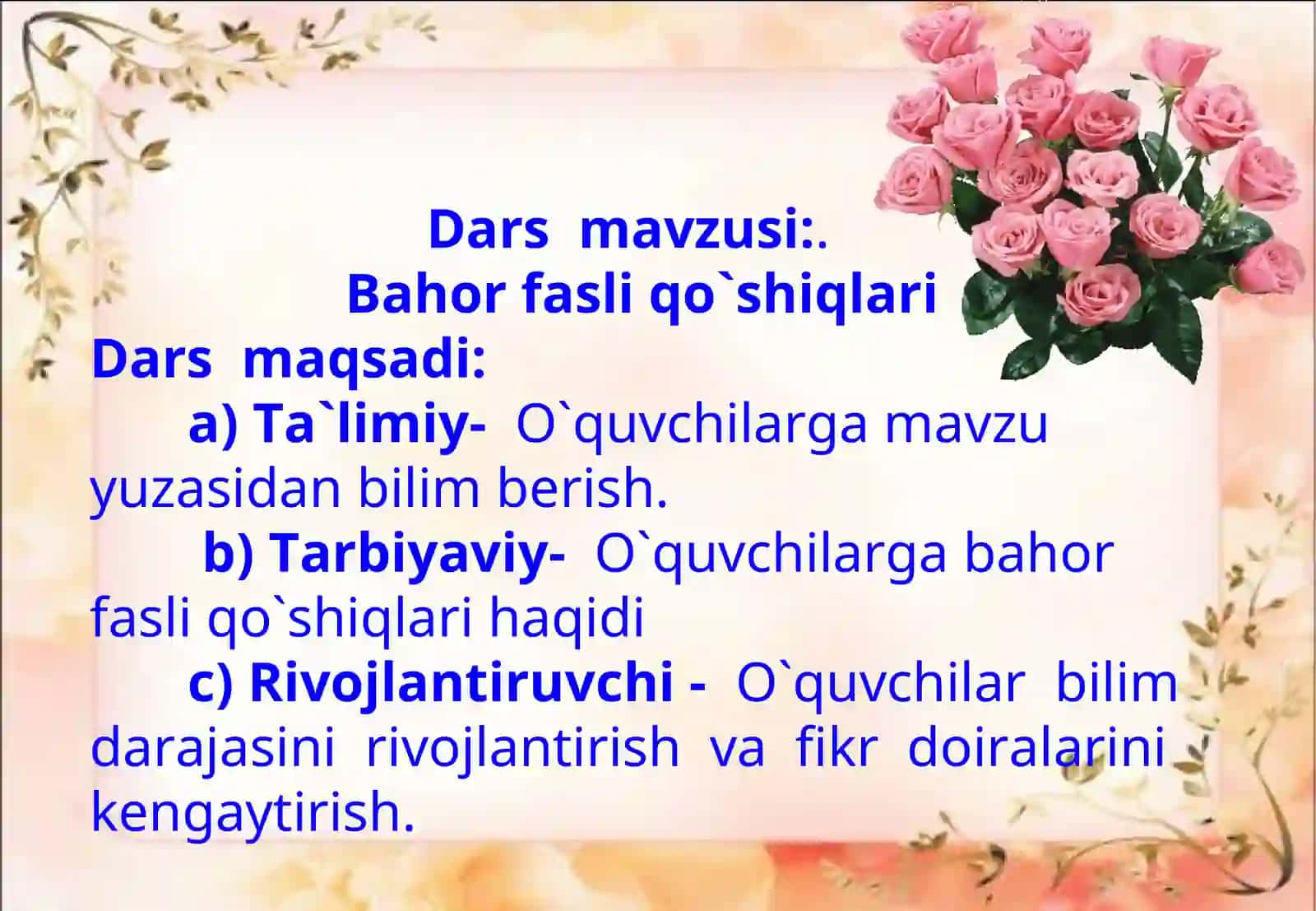 Musiqa madaniyati darstlarida jamo bo'lib kuylash. 2