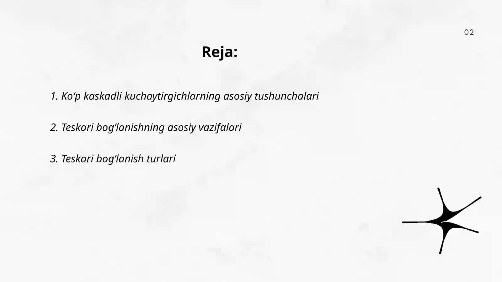 Koʻp kaskadli kuchaytirgichlarda teskari bogʻlanish kiritish zaruriyati 2