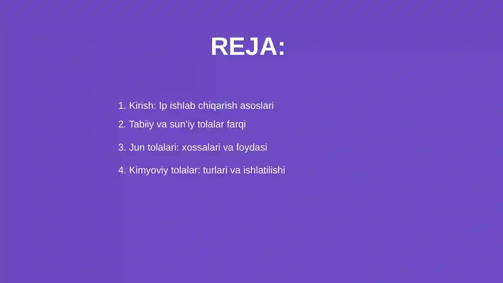 Jun va kimyoviy tolalardan ip ishlab chiqarish 2
