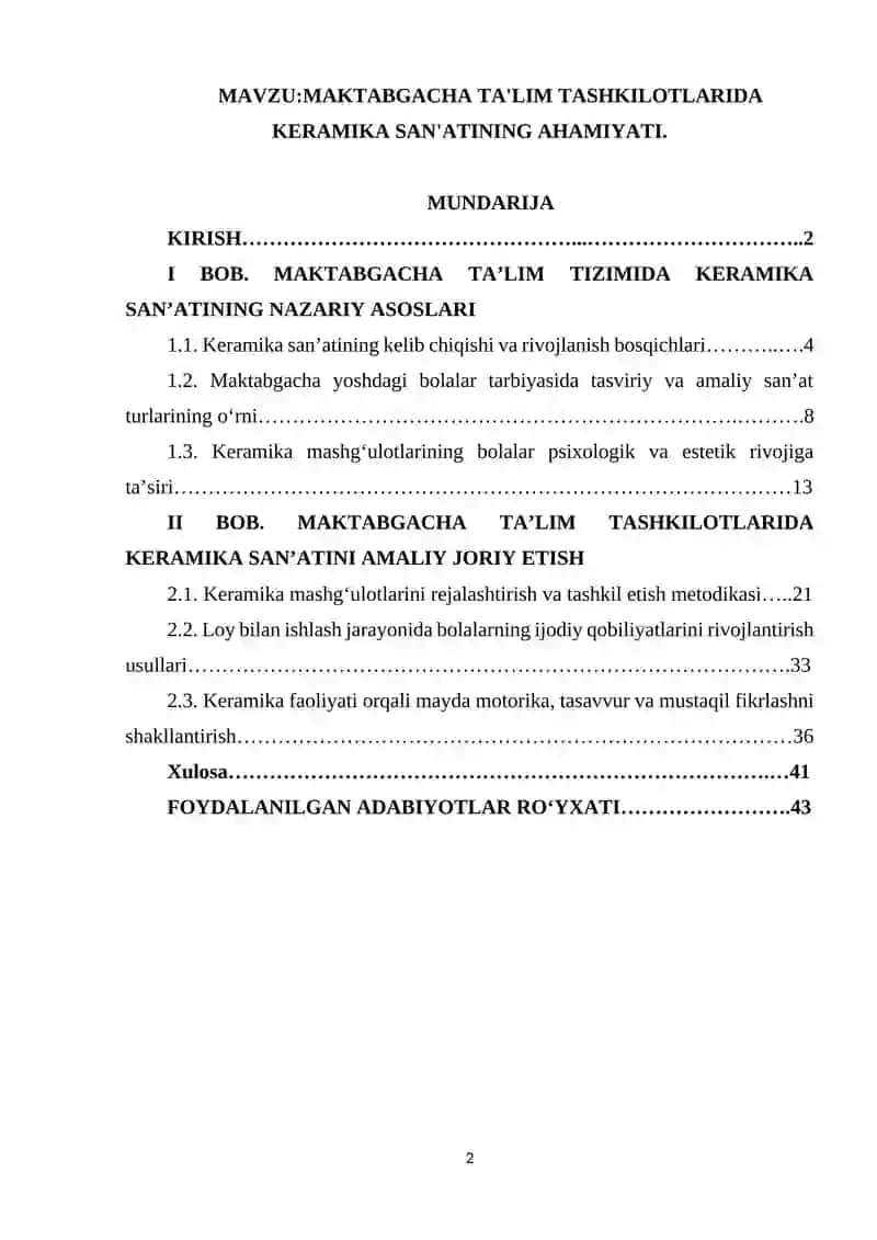 MAKTABGACHA TA'LIM TASHKILOTLARIDA KERAMIKA SAN'ATINING AHAMIYATI 2