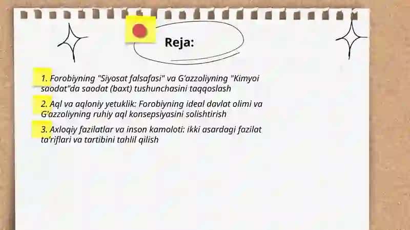 Abu Nasr Forobiy va G'azzoliyning falsafa ilmiga oid qarashlarini qiyosiy tahlil etish (Forobiyning "Siyosat falsafasi" va G'azzoliyning "Kimyoi saodat" asarlari asosida) 2