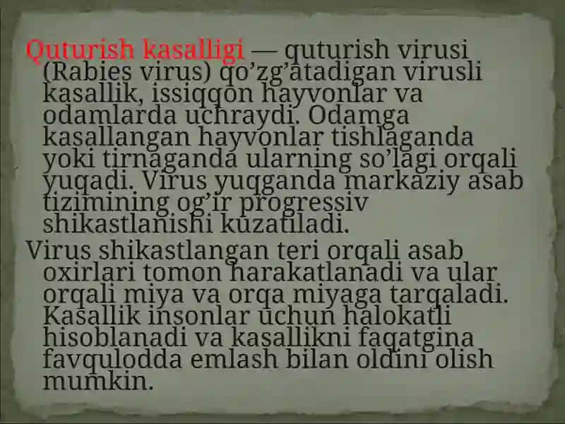 QUTURISH KASALLIGI — BELGILARI, XUSUSIYATLARI, TASHXIS, DAVOLASH VA OLDINI OLISH 2