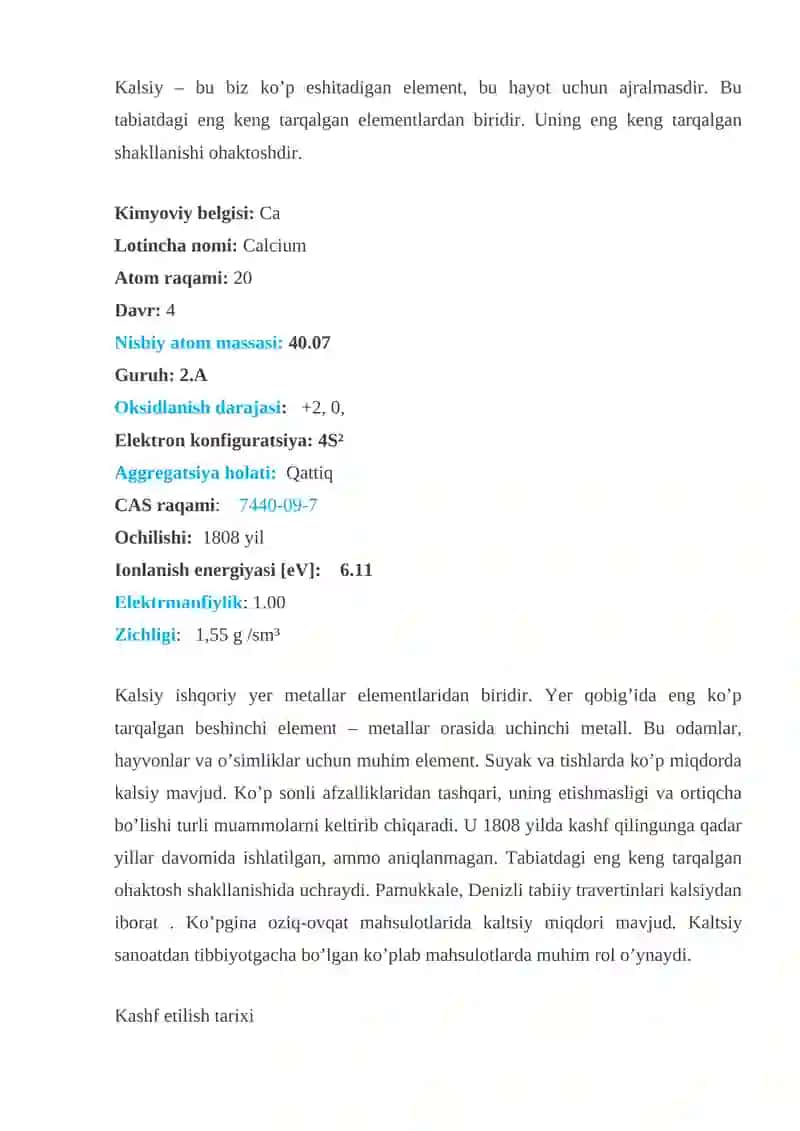 Kalsiy elementi 2