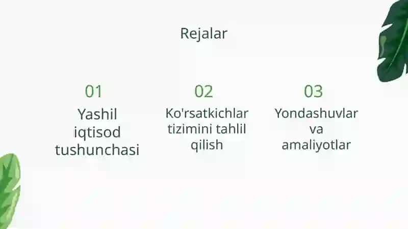 Yashil iqtisodni tavsiflovchi ko'rsatkichlar tizimini aniqlash bo'yicha yondashuvlar 2