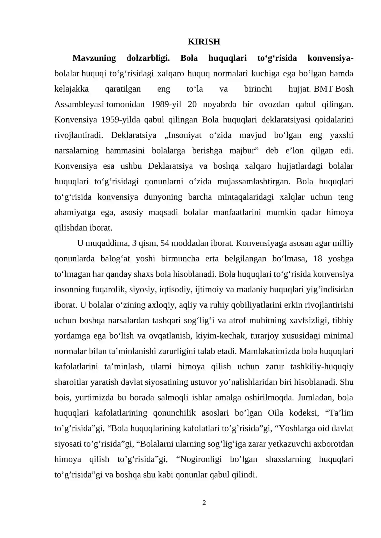 Bola huquqlari kafolatlari 2
