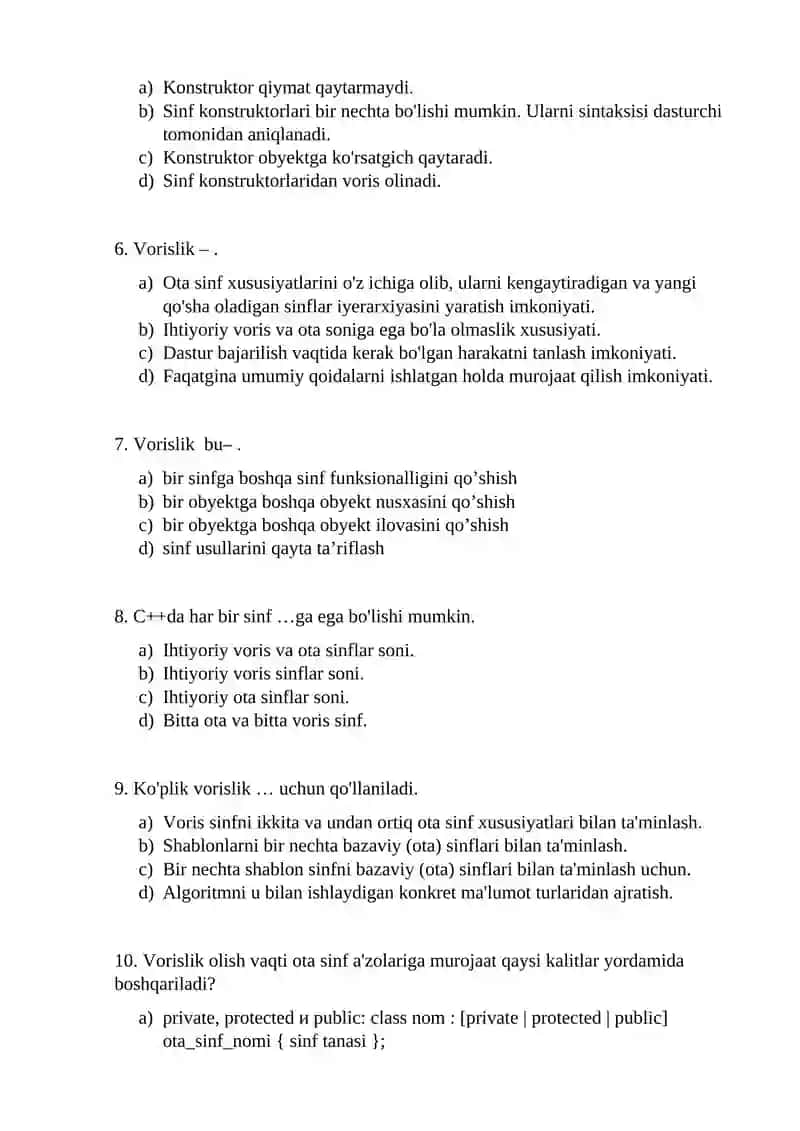12-MAVZU BO’YICHA TEST SAVOLLARI 2