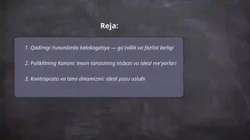 Qadimgi Yunon san'atida ideal go'zallik tasviri 2