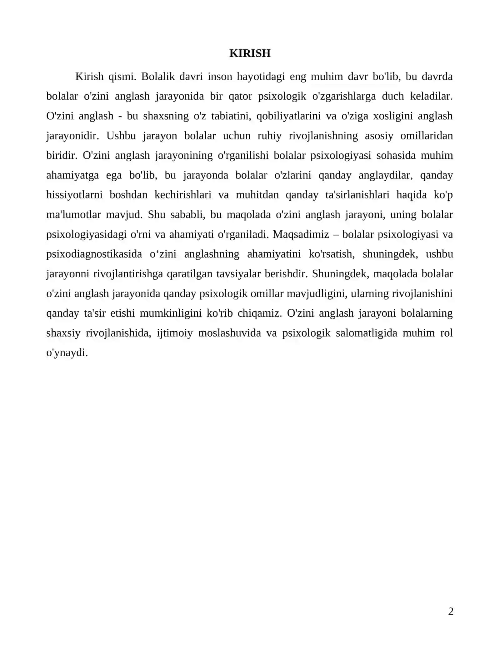 Ilk va bolalik davrida oʻzini anglash jarayoni 2