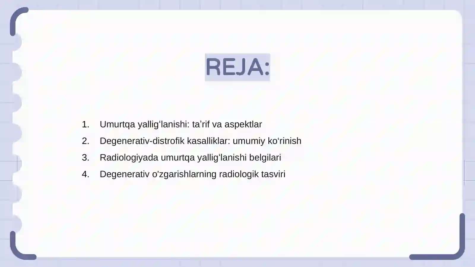 Umurtqa yalligʻlanishi va degenerativ-distrofik kasalliklar radiologiyasi 2