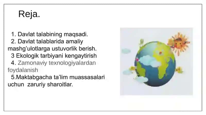 Maktabgacha yoshdagi bolalarni tabiat bilan tanishtirish bo'yicha davlat talablari 2