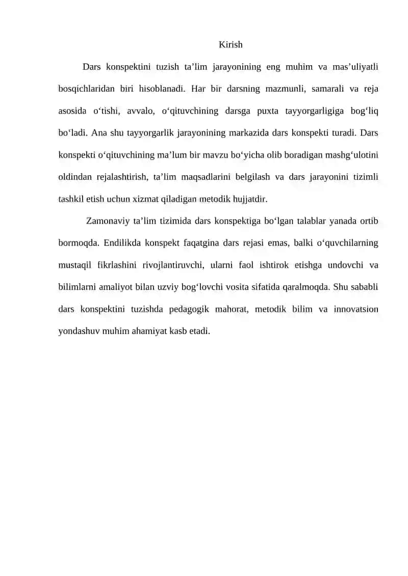 DARS KONSPEKTINI TUZISHNING NAZARIY VA AMALIY ASOSLARI 2