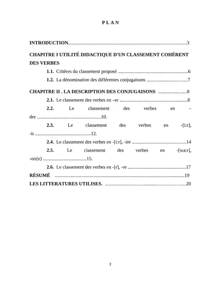 Proposition d'un classement des verbes français destinée aux futurs programmes 2