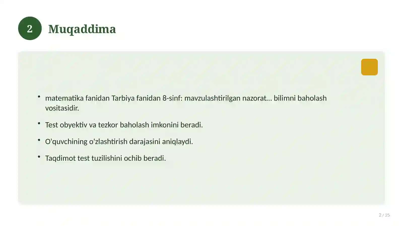 Tarbiya fanidan 8-sinf: mavzulashtirilgan nazorat ishi va tahlil 2