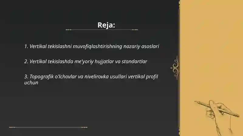 Yoʻllarni geometrik loyihalash fanidan tayyorlagan mustaqil ish 2