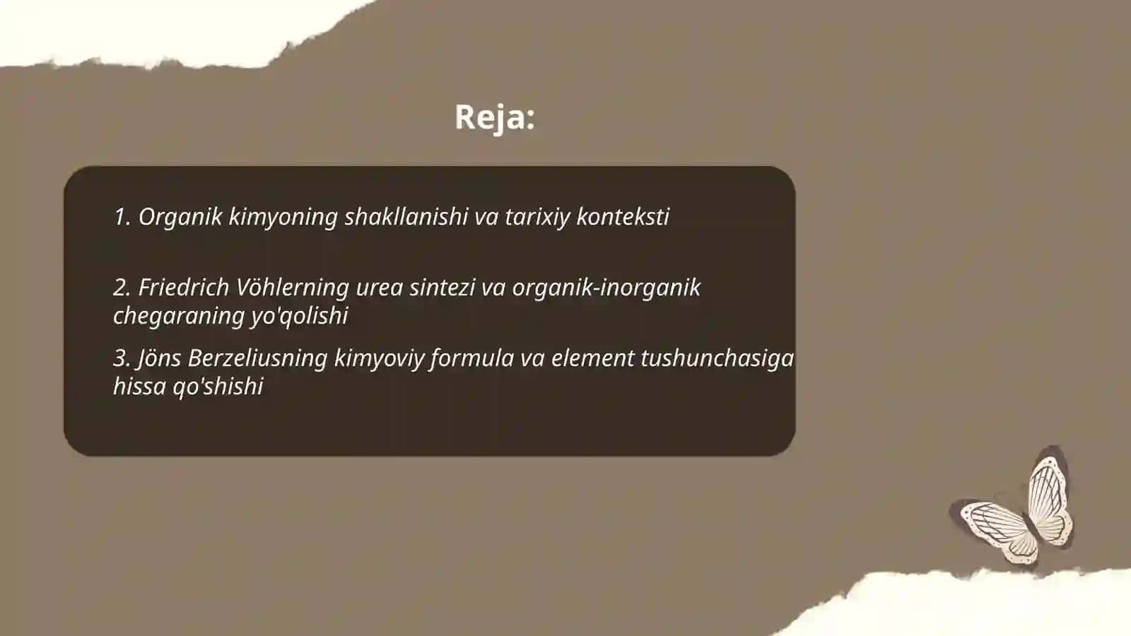 Organik kimyo va tuzilish nazariyasining yaratilishi 2