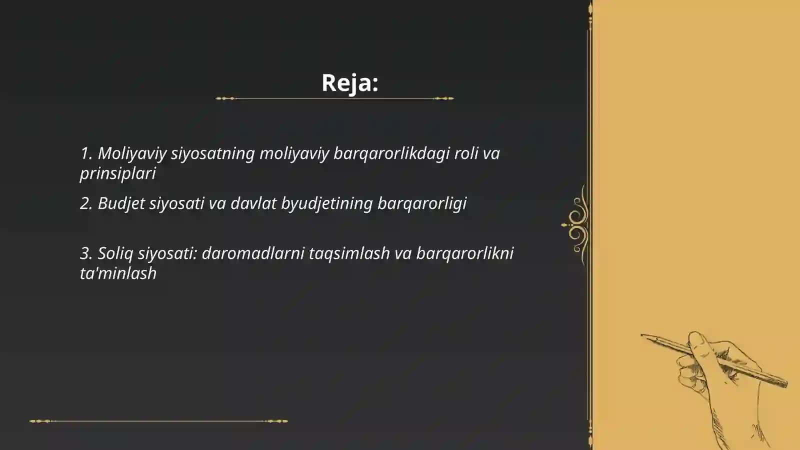 Moliyaviy siyosat – mamlakat moliyaviy barqarorligining asosi sifatida 2