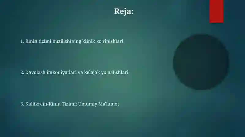 Kallikrein kinin tizimi klinik ahamiyati 2