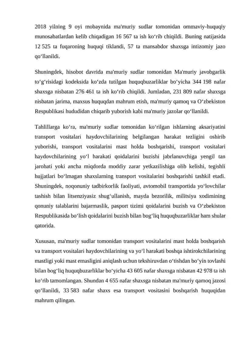TRANSPORT VOSITALARI HARAKATI YOKI ULARDAN FOYDALANISH XAVFSIZLIGI QOIDALARINI BUZISH 2