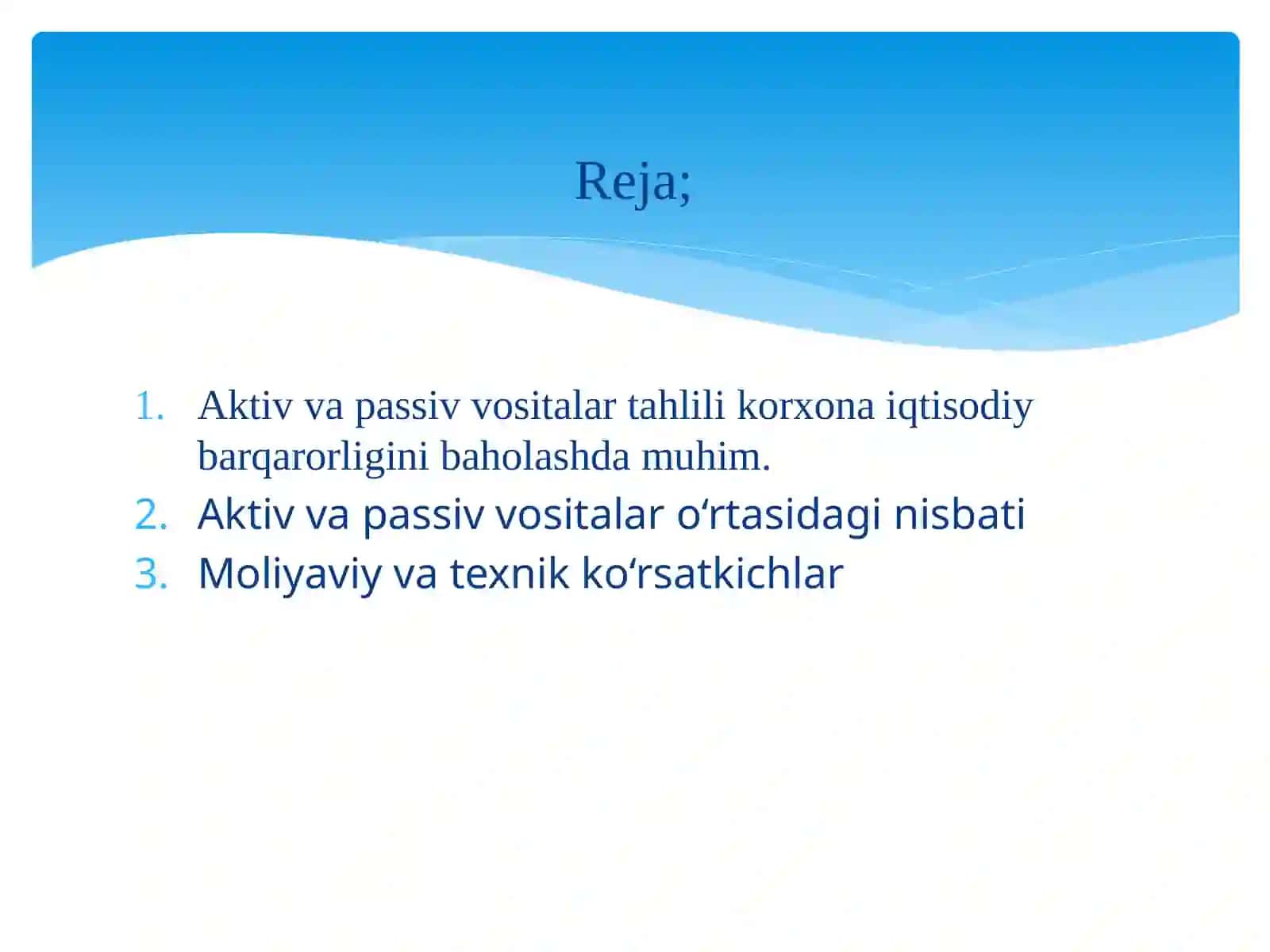 Aktiv va passiv asosiy vositalar tahlili 2