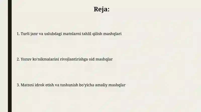 Matn uslub va til tahlili mashqlari 2