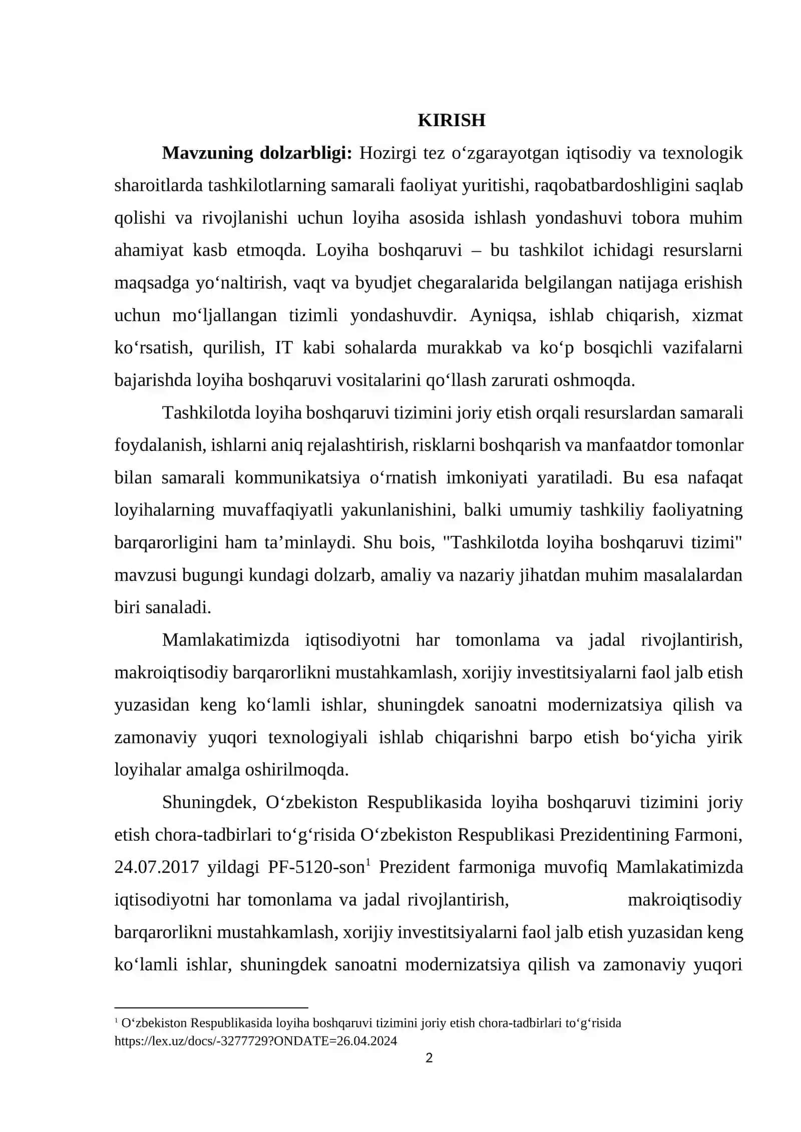 Tashkilotda loyiha boshqaruvi tizimi 2