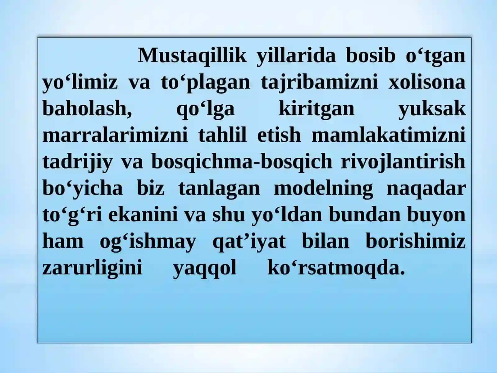 MAMLAKATIMIZDA DEMOKRATIK ISLOHOTLARNI YANADA CHUQURLASHTIRISH VA FUQAROLIK JAMIYATINI RIVOJLANTIRISH KONSEPSIYASI 2