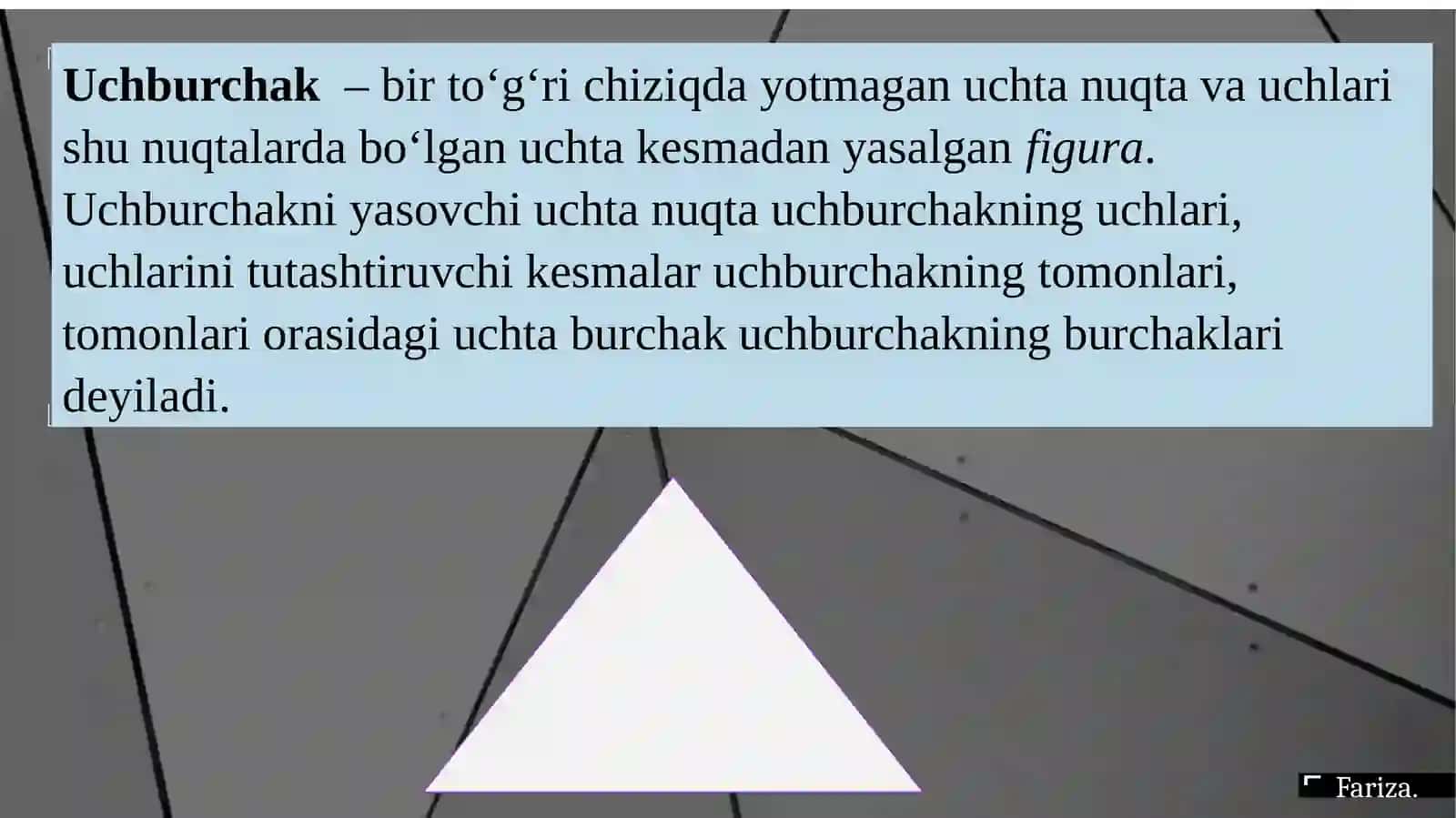 Uchburchaklar va ularda metrik munosabatlar mavzusini o'qitish metodikasi 2