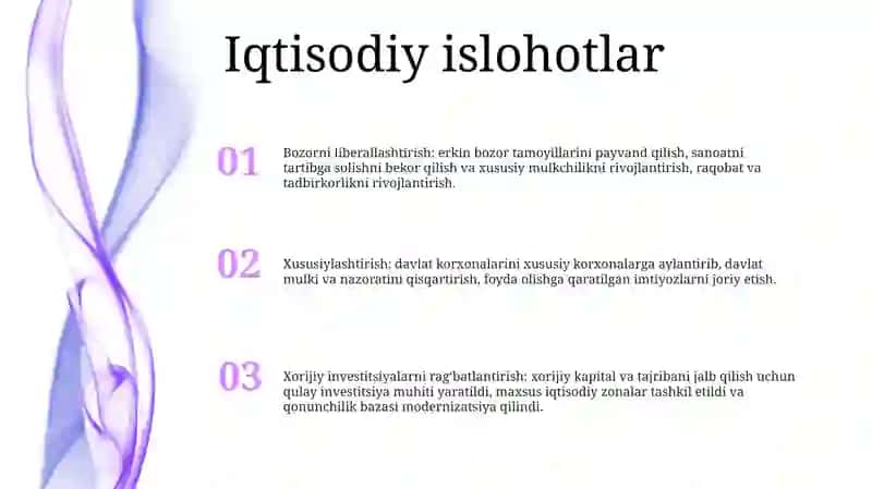 Mustaqillik Yillarida OʻZbekistonda Amalga Oshirilgan Islohotlar 2
