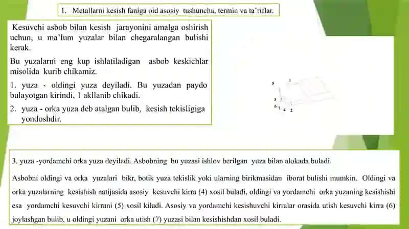 Asboblarning asosiy qismlari konstruktiv elementlari va geometrik parametrlari 2