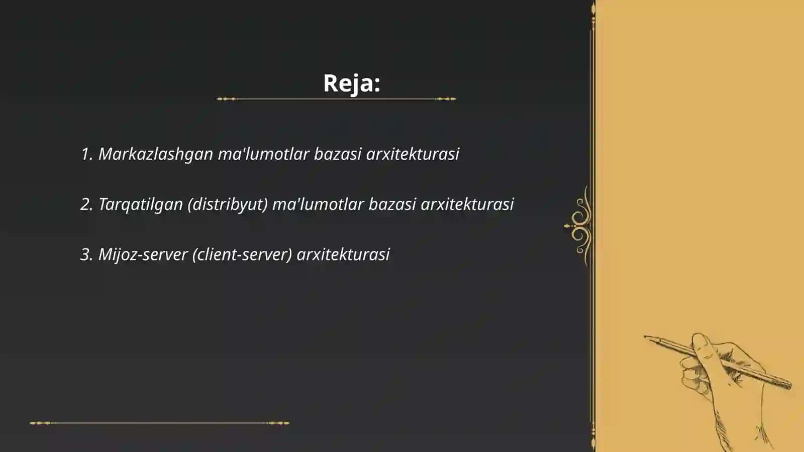 Markazlashgan ma'lumotlar bazasi arxitekturasi 2