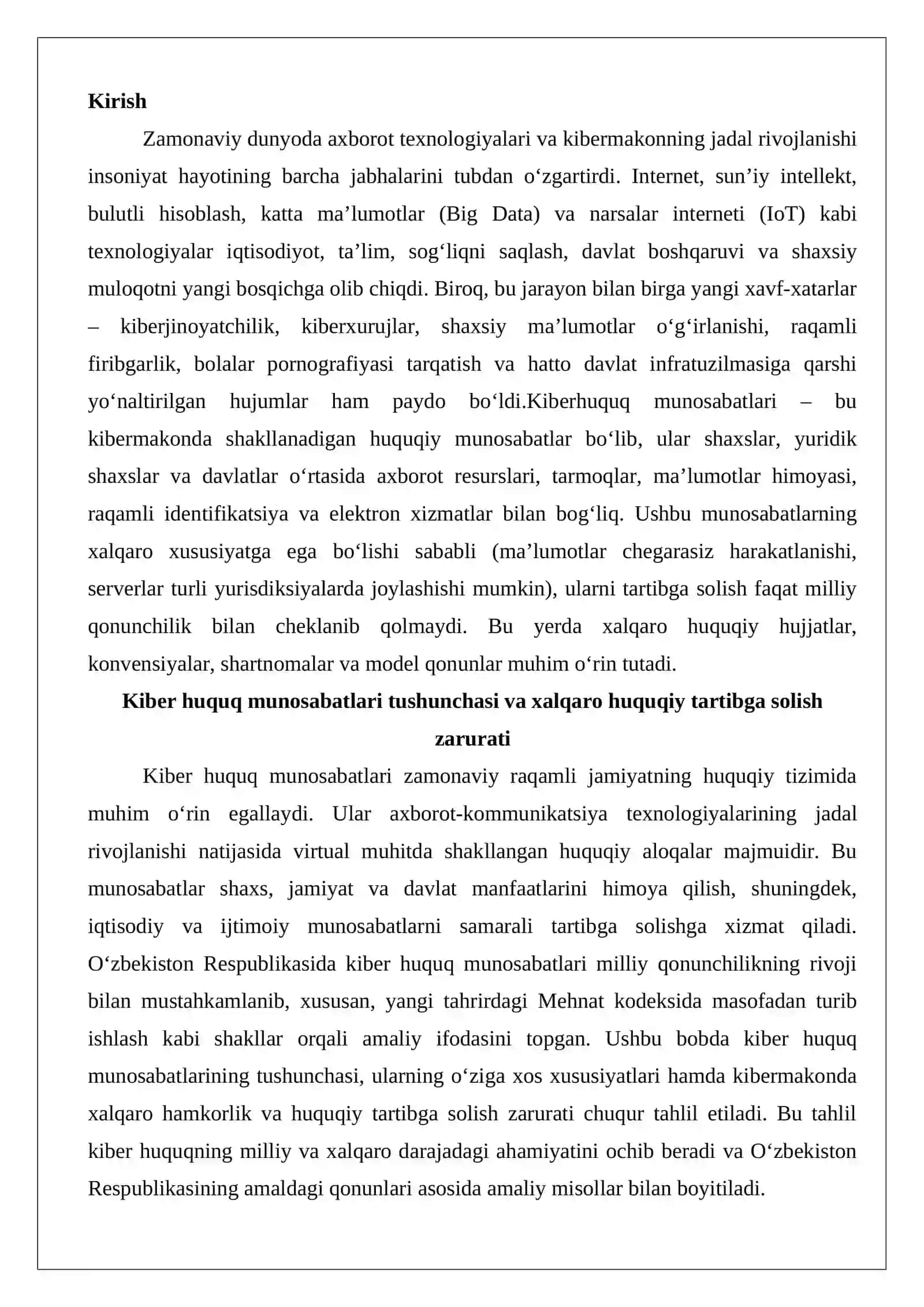 Kiber huquq munosabatlarini tartibga soluvchi xalqaro hujjatlar va ularning turlari 2