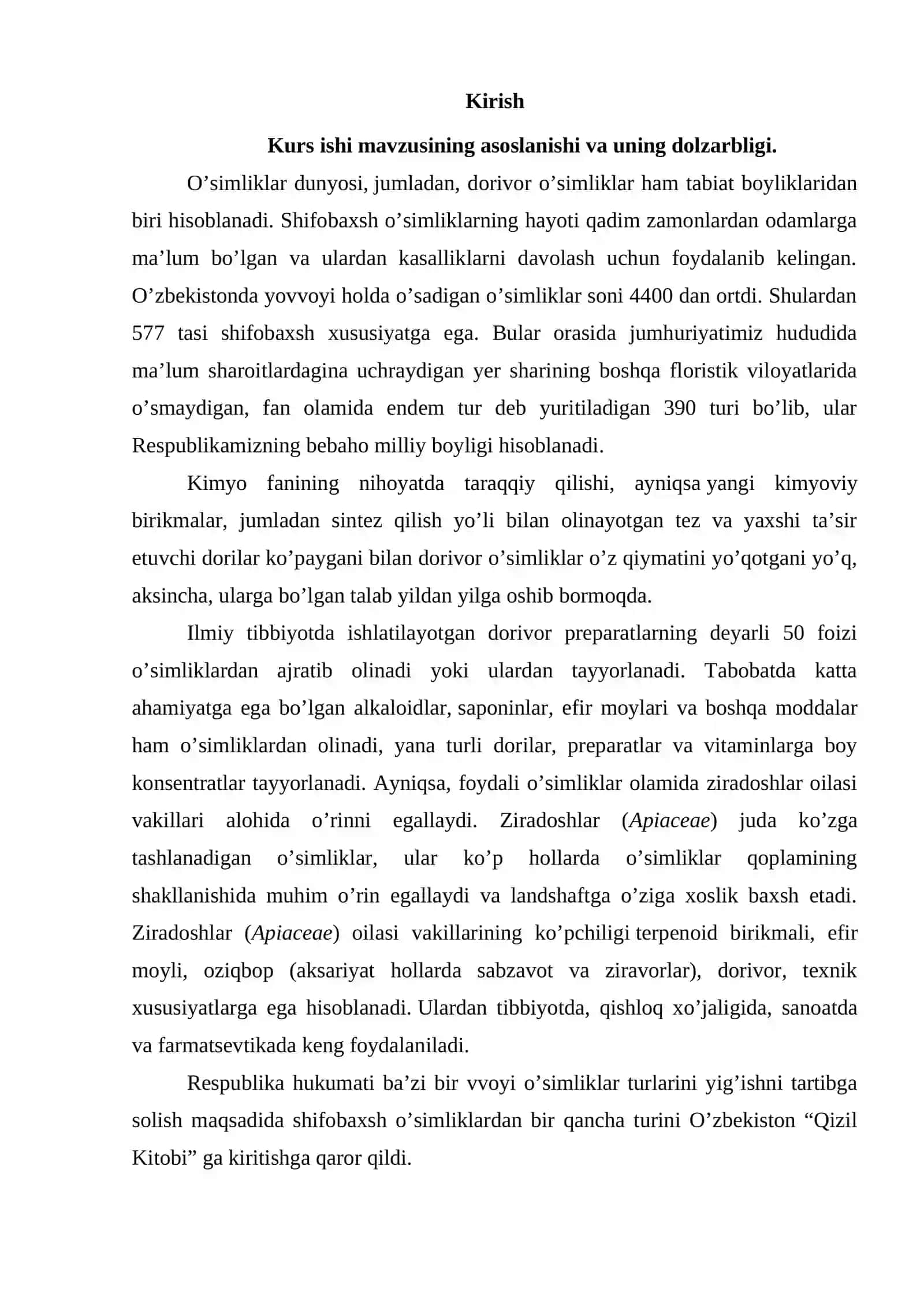 Kurs ishi mavzusining asoslanishi va uning dolzarbligi 2